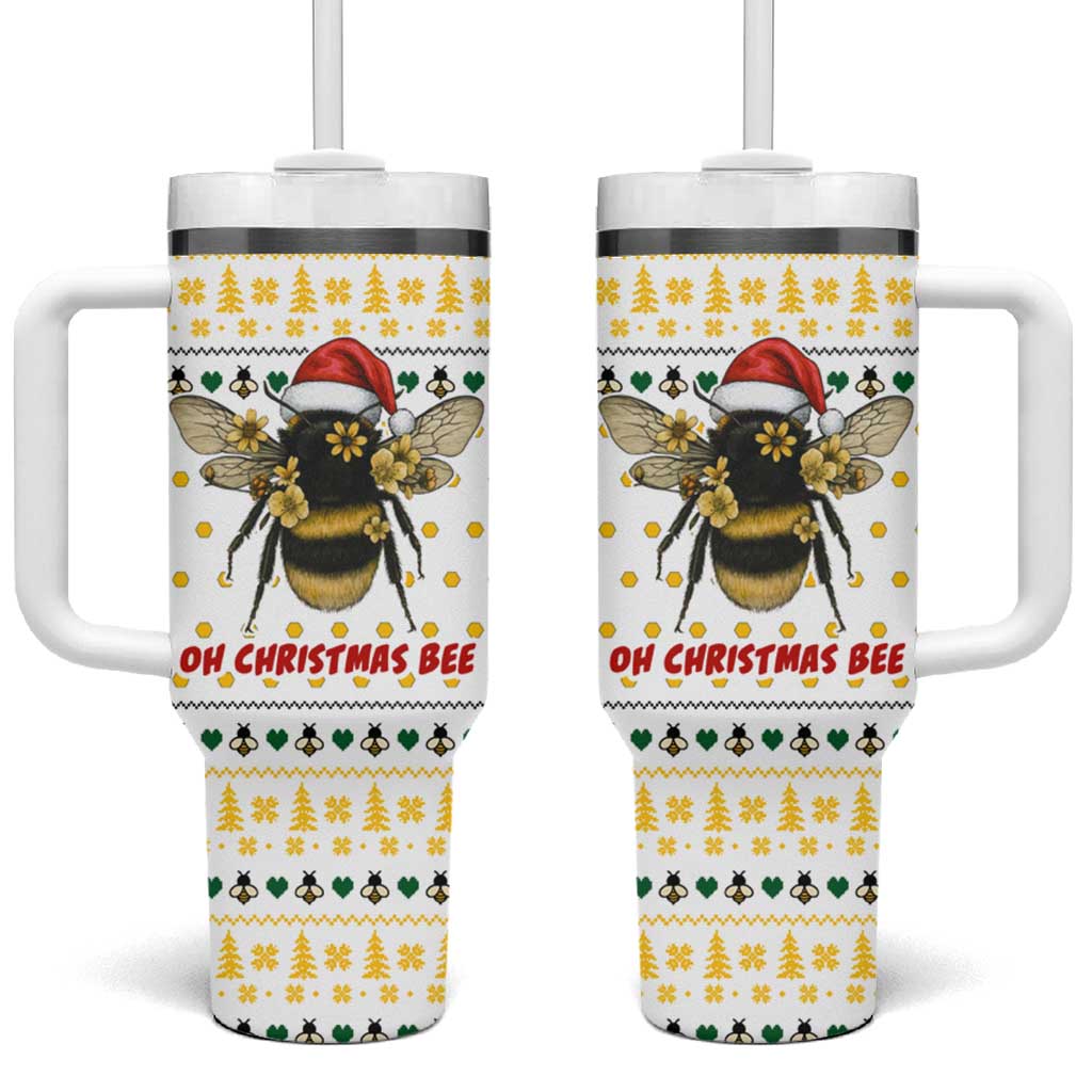 Oh Christmas Bee Bee Christmas Tumbler With Handle Xmas Holiday Patterns - Wonder Print Shop
