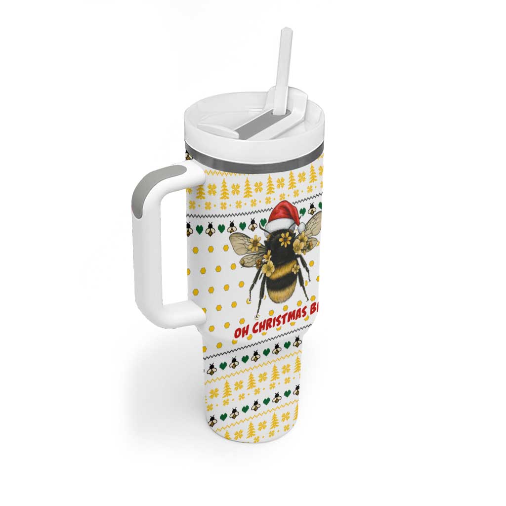 Oh Christmas Bee Bee Christmas Tumbler With Handle Xmas Holiday Patterns - Wonder Print Shop