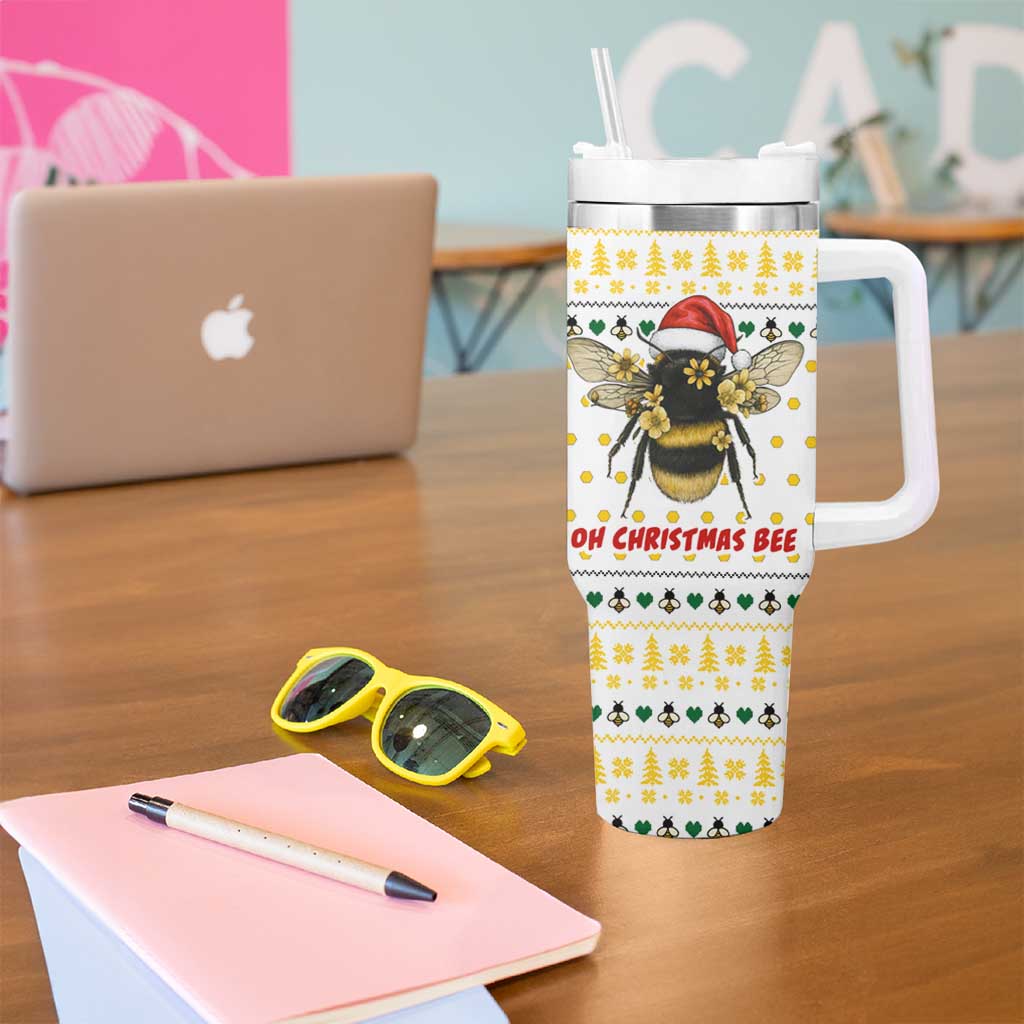 Oh Christmas Bee Bee Christmas Tumbler With Handle Xmas Holiday Patterns - Wonder Print Shop