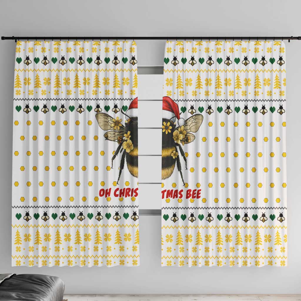 Oh Christmas Bee Bee Christmas Window Curtain Xmas Holiday Patterns - Wonder Print Shop
