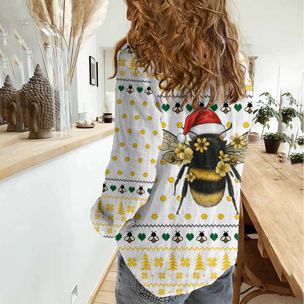 Oh Christmas Bee Bee Christmas Women Casual Shirt Xmas Holiday Patterns - Wonder Print Shop