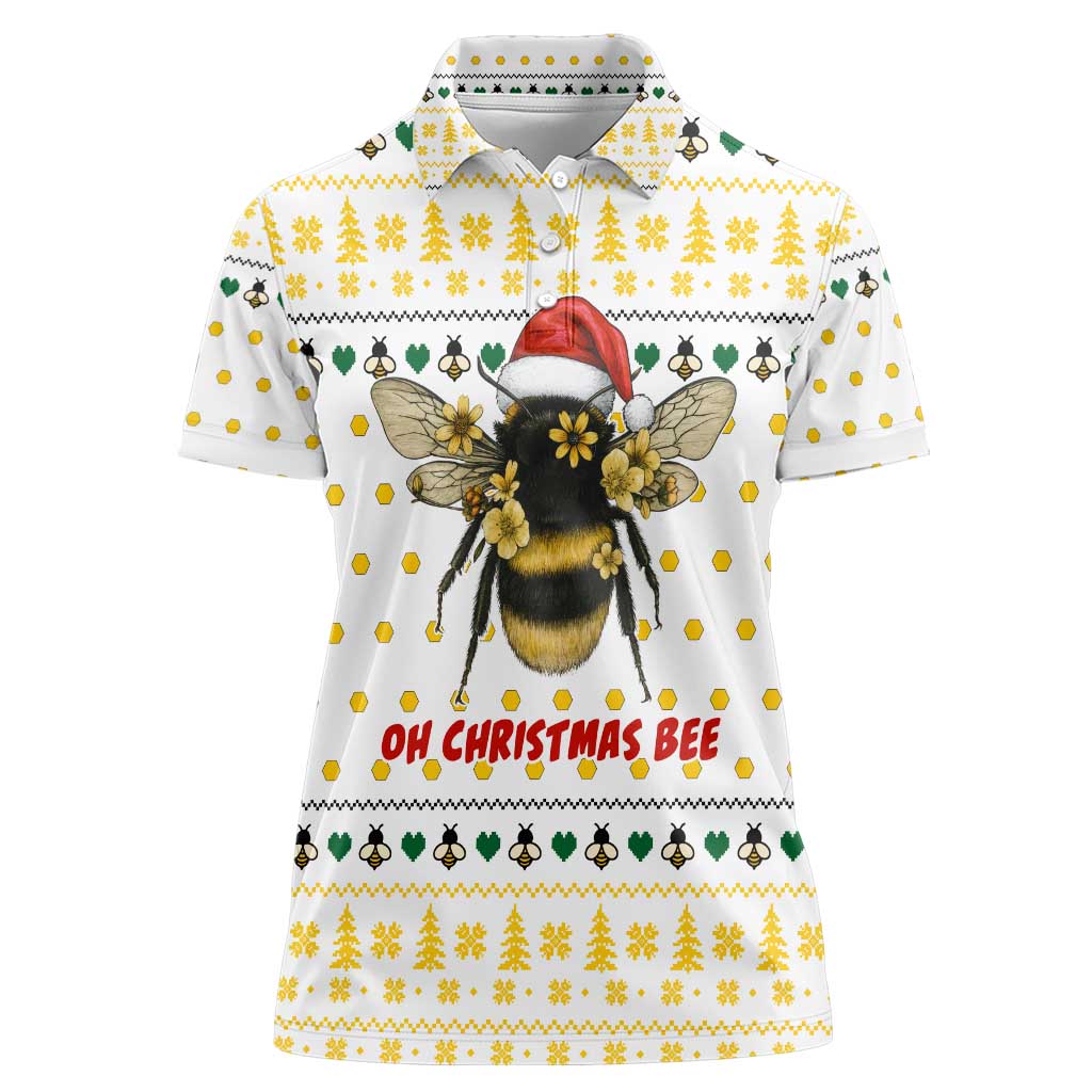 Oh Christmas Bee Bee Christmas Women Polo Shirt Xmas Holiday Patterns - Wonder Print Shop