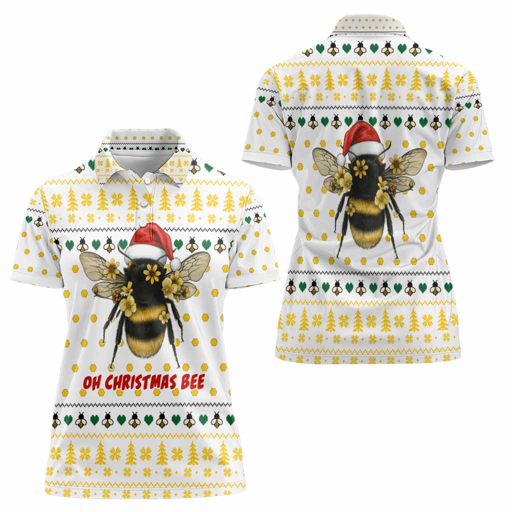 Oh Christmas Bee Bee Christmas Women Polo Shirt Xmas Holiday Patterns - Wonder Print Shop