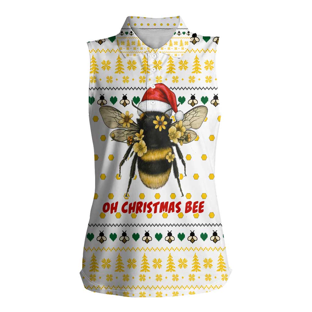 Oh Christmas Bee Bee Christmas Women Sleeveless Polo Shirt Xmas Holiday Patterns - Wonder Print Shop