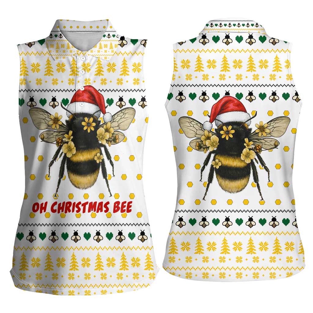 Oh Christmas Bee Bee Christmas Women Sleeveless Polo Shirt Xmas Holiday Patterns - Wonder Print Shop