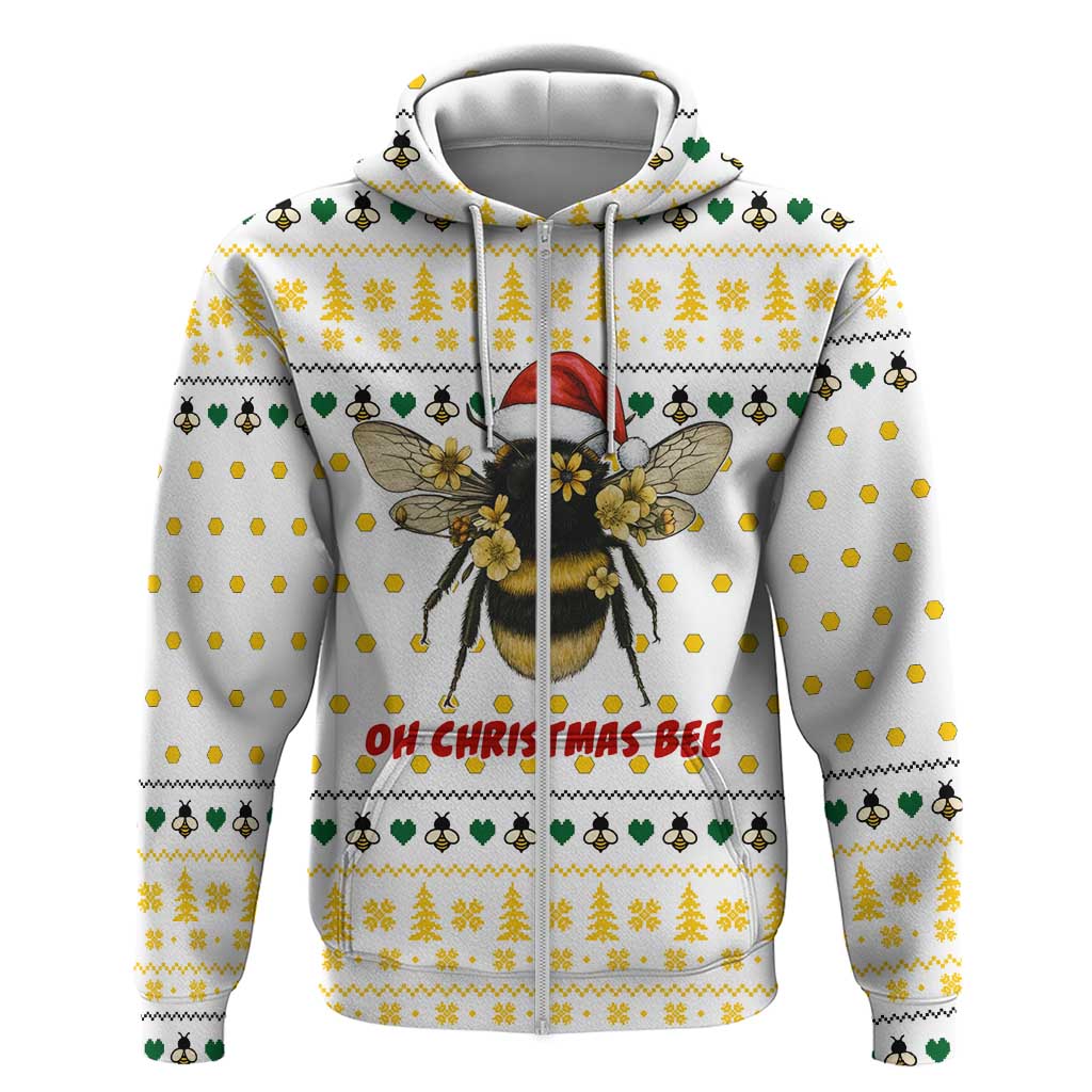 Oh Christmas Bee Bee Christmas Zip Hoodie Xmas Holiday Patterns - Wonder Print Shop