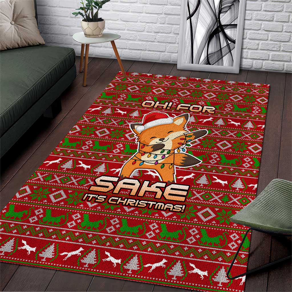Oh For Fox Sake Christmas Area Rug Xmas Holiday Patterns - Wonder Print Shop