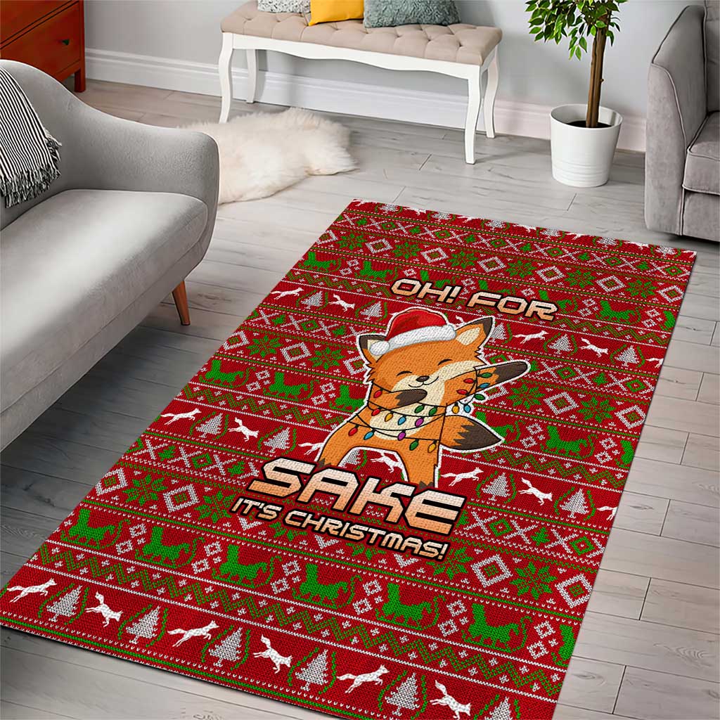 Oh For Fox Sake Christmas Area Rug Xmas Holiday Patterns - Wonder Print Shop