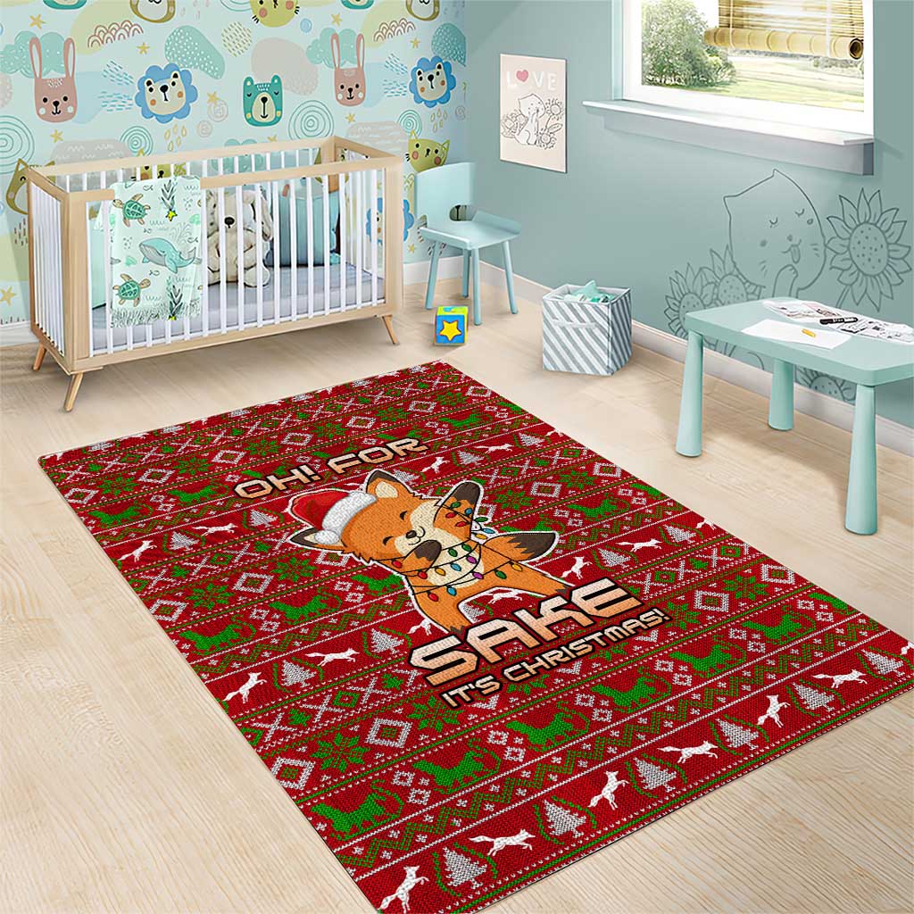 Oh For Fox Sake Christmas Area Rug Xmas Holiday Patterns - Wonder Print Shop