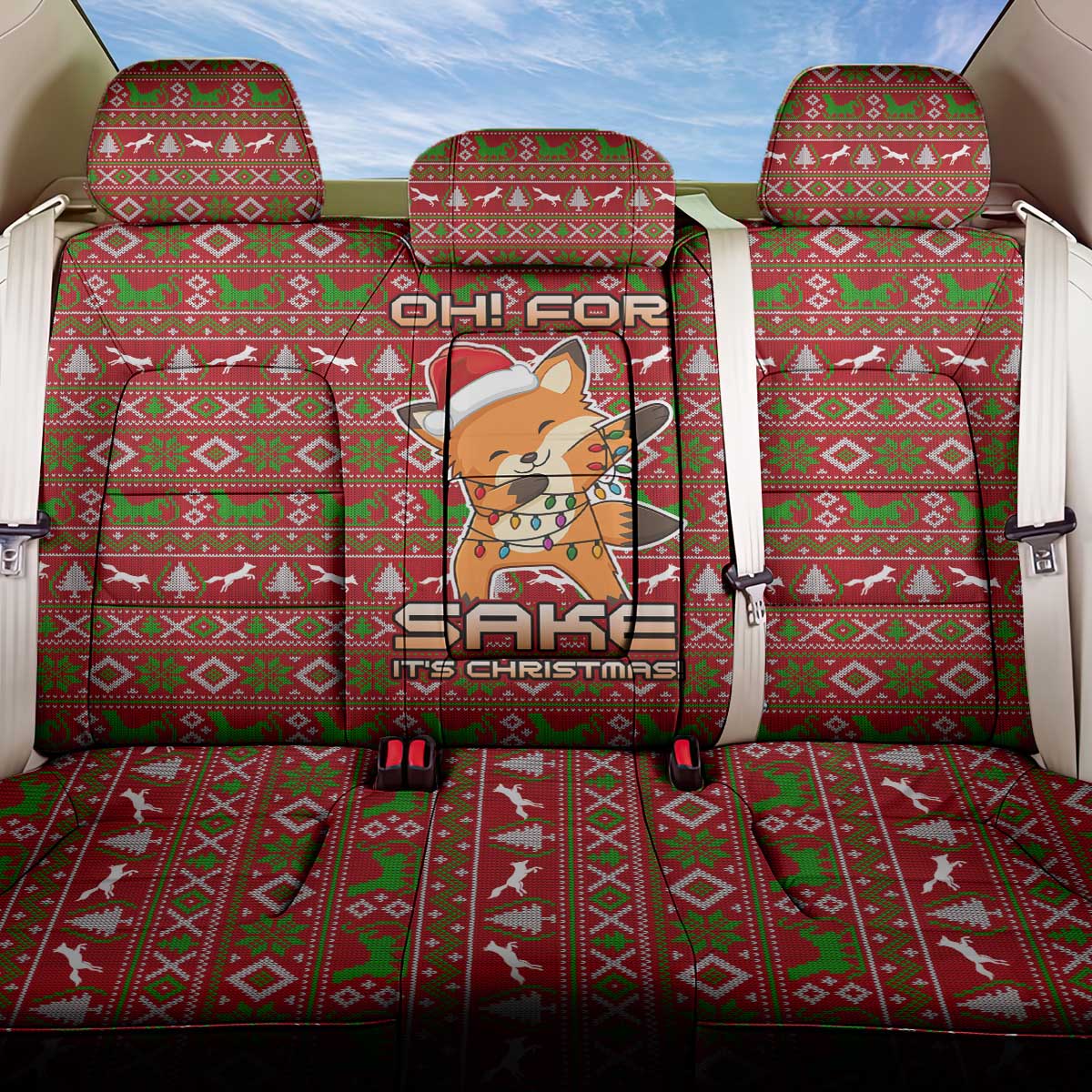 Oh For Fox Sake Christmas Back Car Seat Cover Xmas Holiday Patterns - Wonder Print Shop