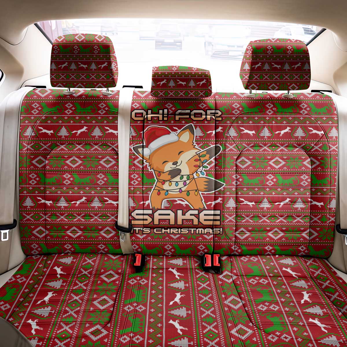 Oh For Fox Sake Christmas Back Car Seat Cover Xmas Holiday Patterns - Wonder Print Shop