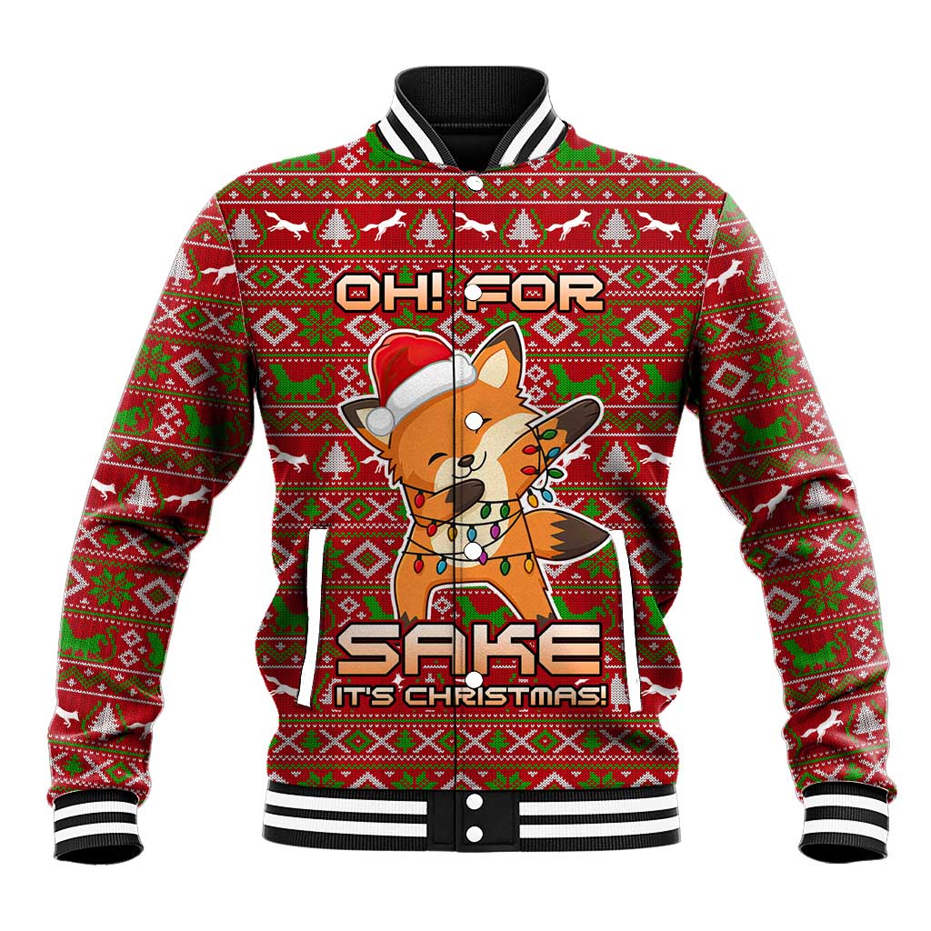 Oh For Fox Sake Christmas Baseball Jacket Xmas Holiday Patterns - Wonder Print Shop