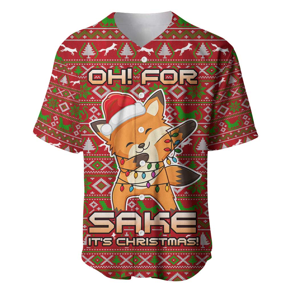 Oh For Fox Sake Christmas Baseball Jersey Xmas Holiday Patterns - Wonder Print Shop