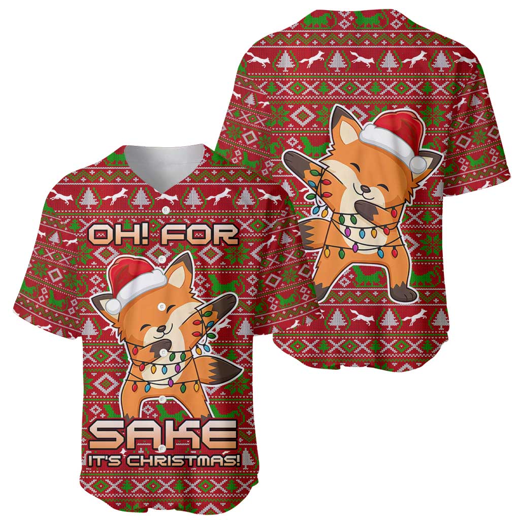 Oh For Fox Sake Christmas Baseball Jersey Xmas Holiday Patterns - Wonder Print Shop