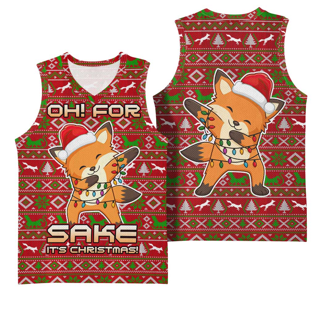 Oh For Fox Sake Christmas Basketball Jersey Xmas Holiday Patterns - Wonder Print Shop