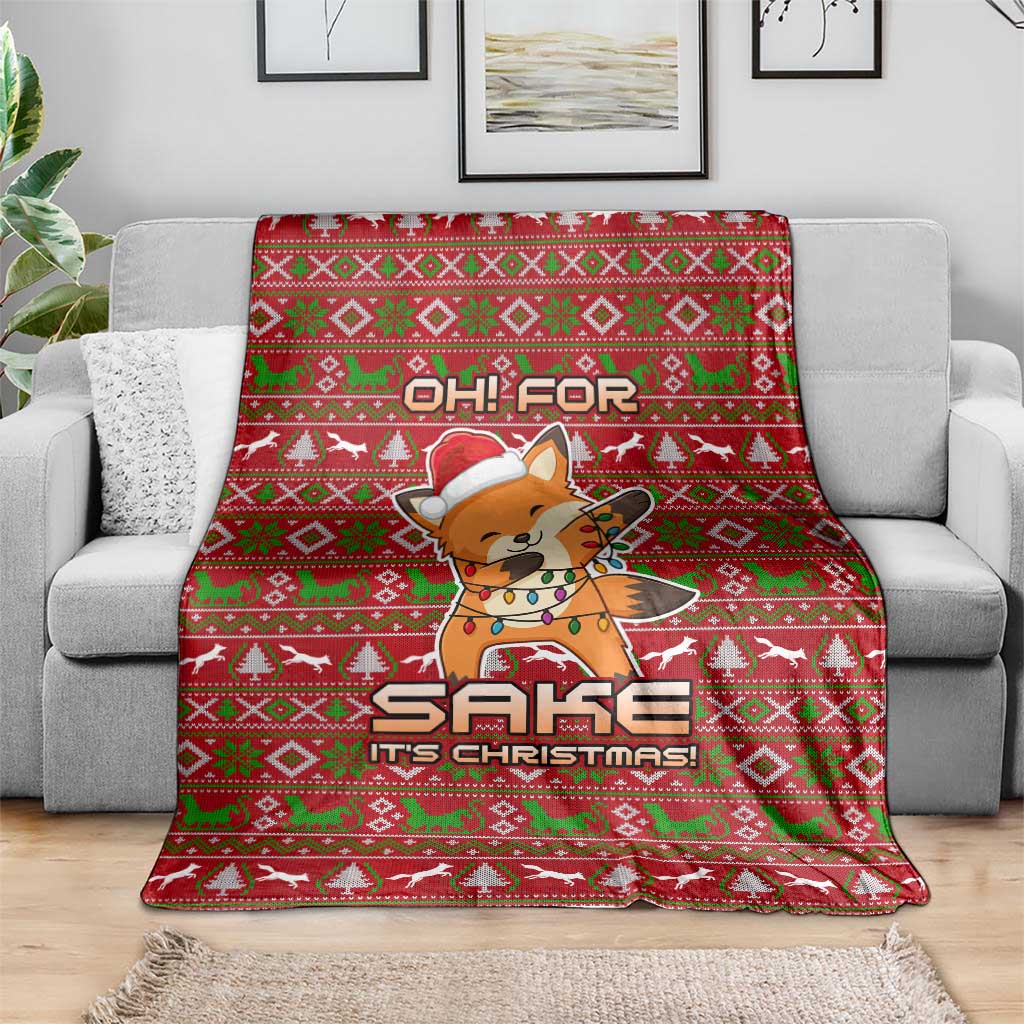 Oh For Fox Sake Christmas Blanket Xmas Holiday Patterns - Wonder Print Shop