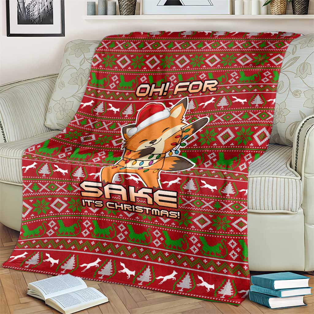 Oh For Fox Sake Christmas Blanket Xmas Holiday Patterns - Wonder Print Shop
