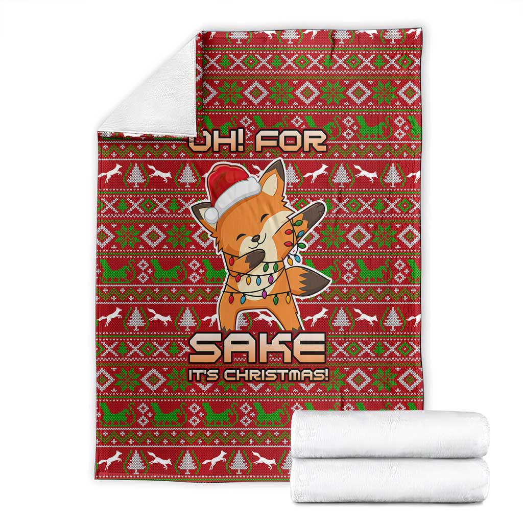 Oh For Fox Sake Christmas Blanket Xmas Holiday Patterns - Wonder Print Shop