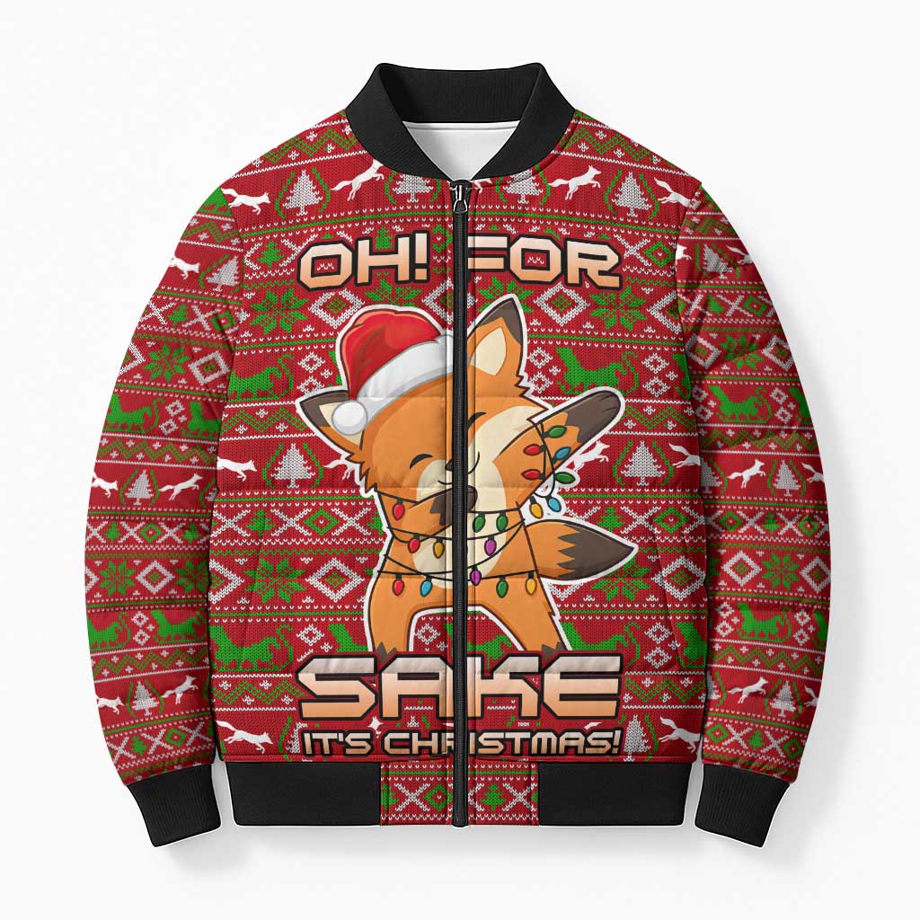 Oh For Fox Sake Christmas Bomber Puffer Jacket Xmas Holiday Patterns - Wonder Print Shop