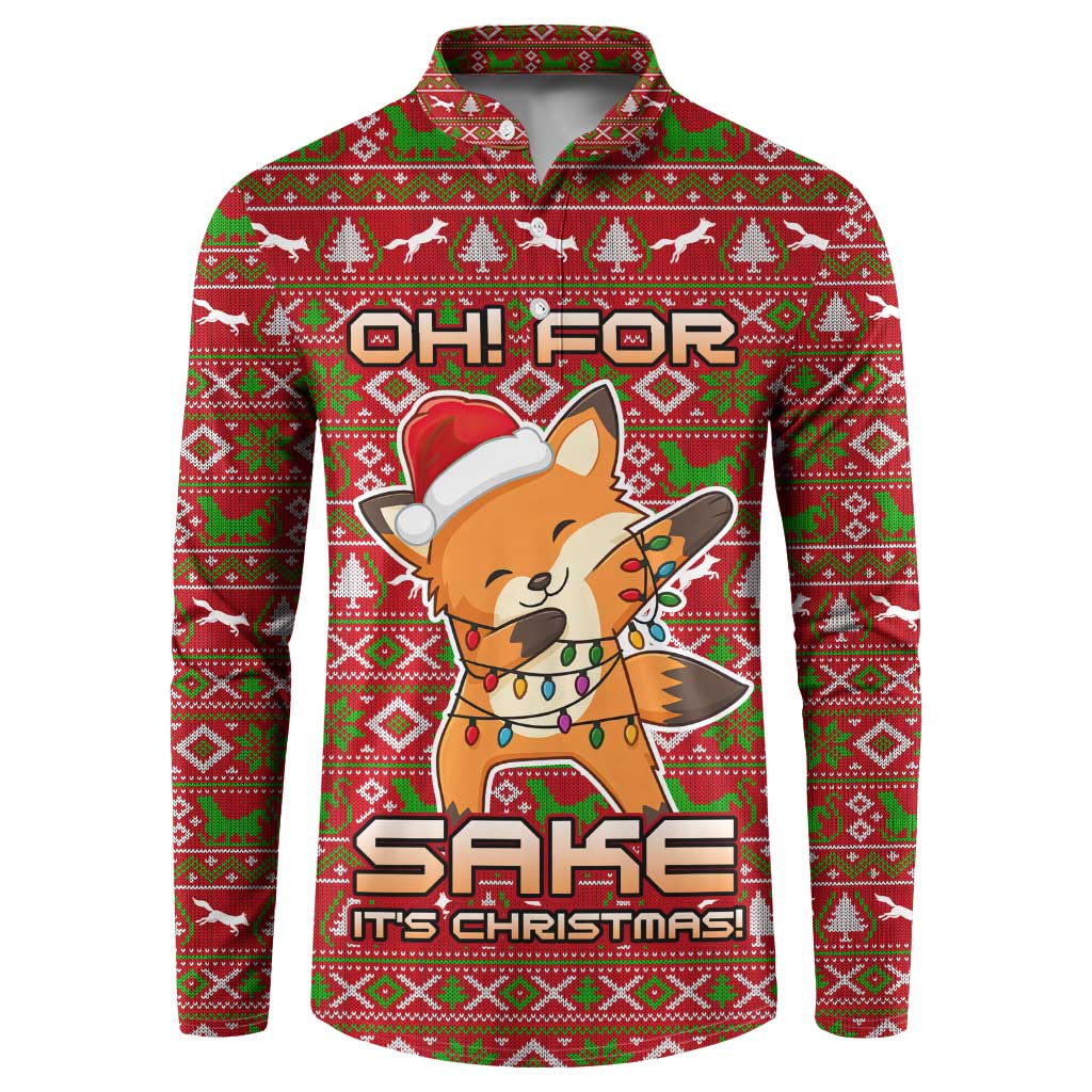 Oh For Fox Sake Christmas Button Sweatshirt Xmas Holiday Patterns - Wonder Print Shop