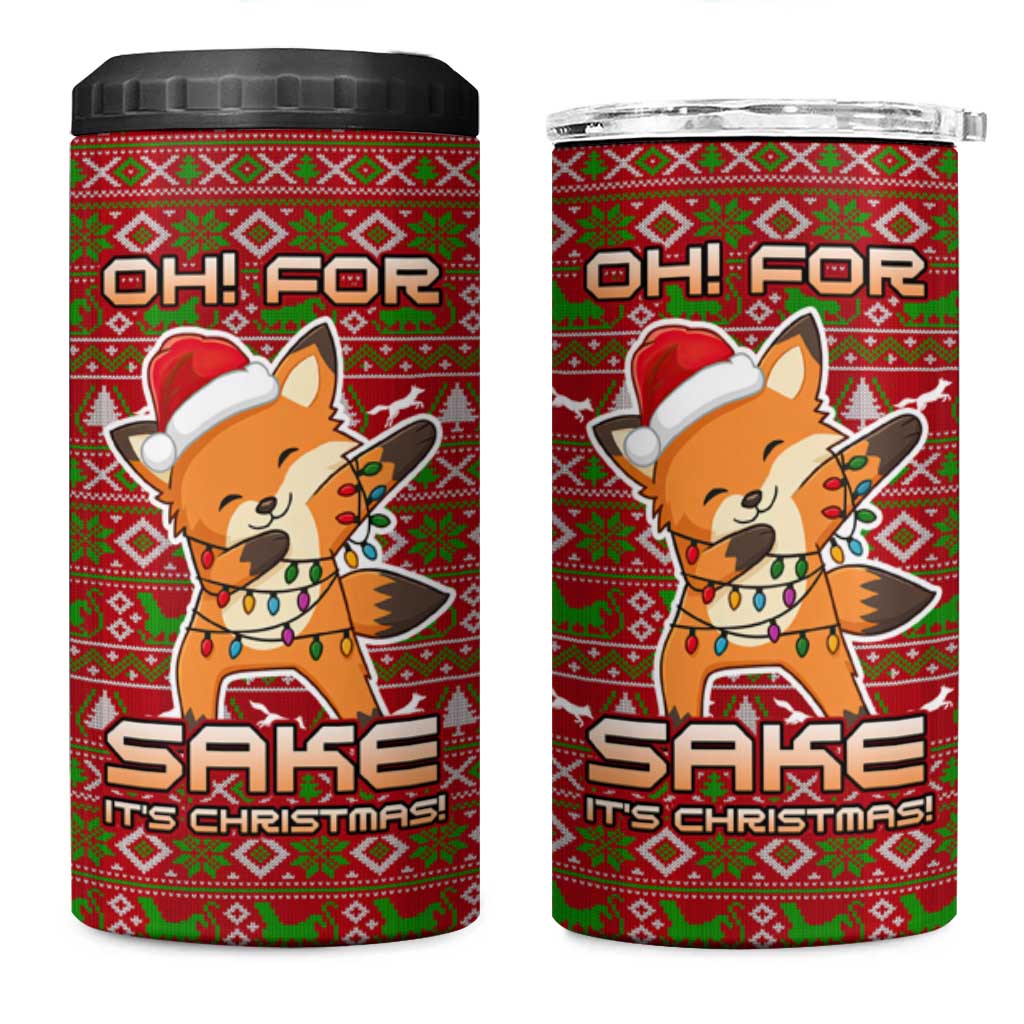 Oh For Fox Sake Christmas 4 in 1 Can Cooler Tumbler Xmas Holiday Patterns - Wonder Print Shop
