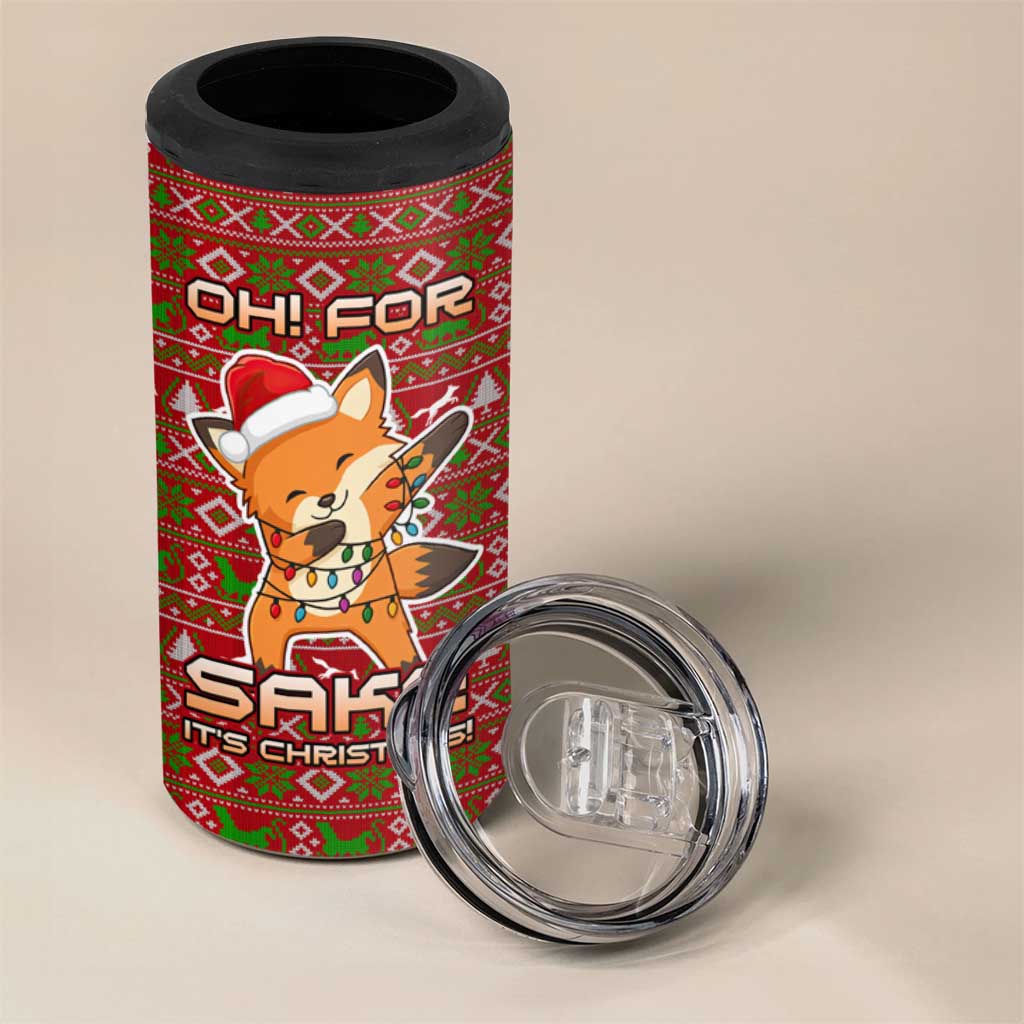 Oh For Fox Sake Christmas 4 in 1 Can Cooler Tumbler Xmas Holiday Patterns - Wonder Print Shop
