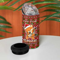 Oh For Fox Sake Christmas 4 in 1 Can Cooler Tumbler Xmas Holiday Patterns - Wonder Print Shop