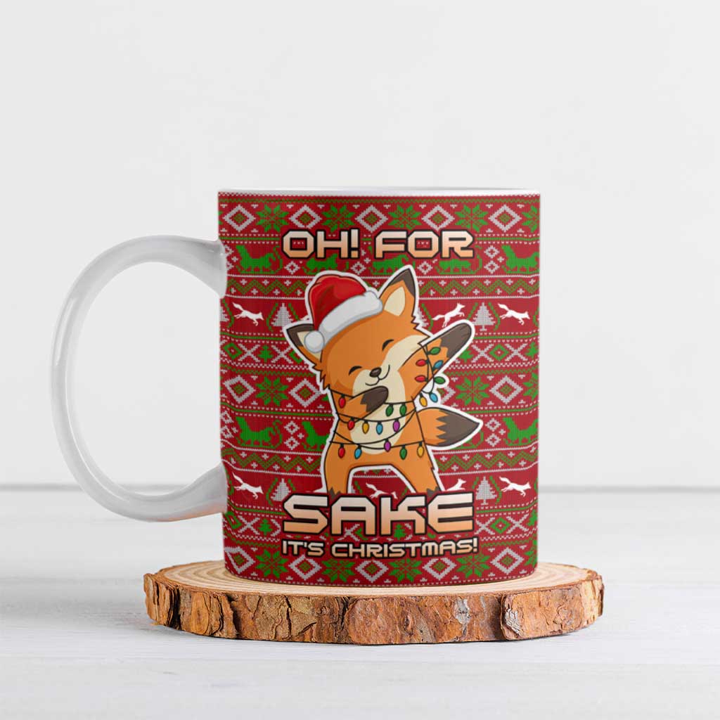 Oh For Fox Sake Christmas Ceramic Mug Xmas Holiday Patterns - Wonder Print Shop