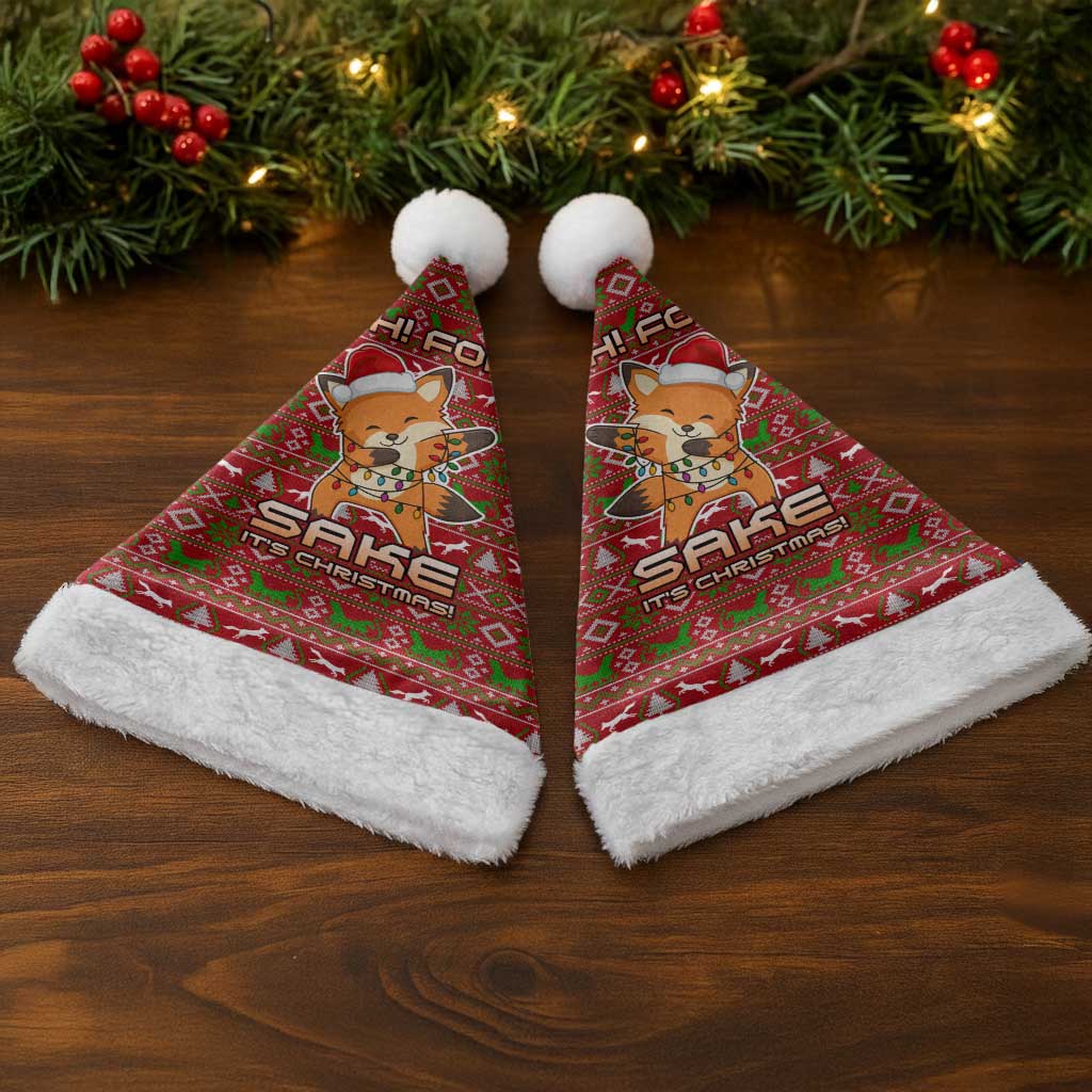 Oh For Fox Sake Christmas Santa Hat Xmas Holiday Patterns - Wonder Print Shop