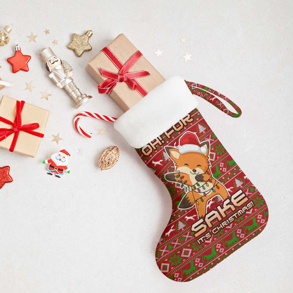 Oh For Fox Sake Christmas Stocking Xmas Holiday Patterns - Wonder Print Shop