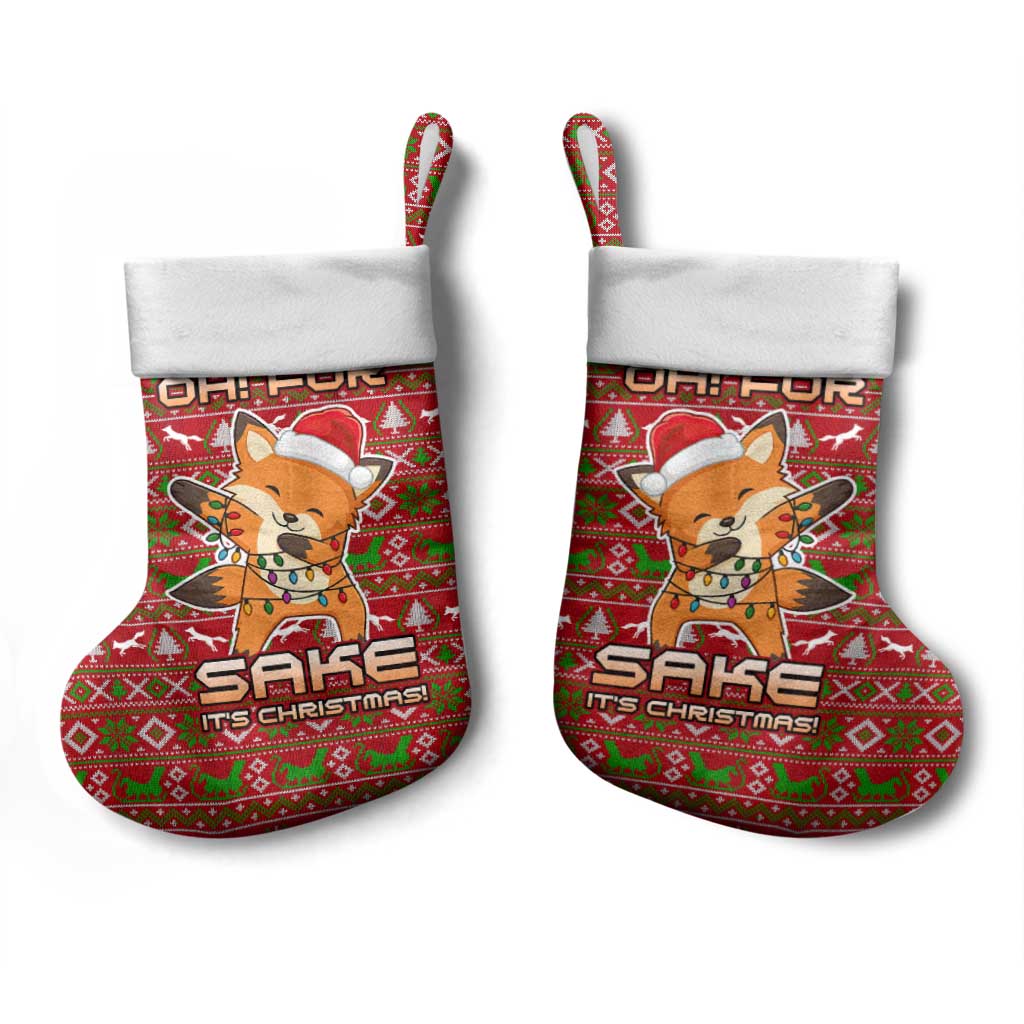 Oh For Fox Sake Christmas Stocking Xmas Holiday Patterns - Wonder Print Shop
