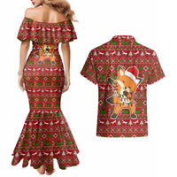 Oh For Fox Sake Christmas Couples Matching Mermaid Dress and Hawaiian Shirt Xmas Holiday Patterns - Wonder Print Shop