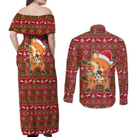 Oh For Fox Sake Christmas Couples Matching Off Shoulder Maxi Dress and Long Sleeve Button Shirt Xmas Holiday Patterns - Wonder Print Shop