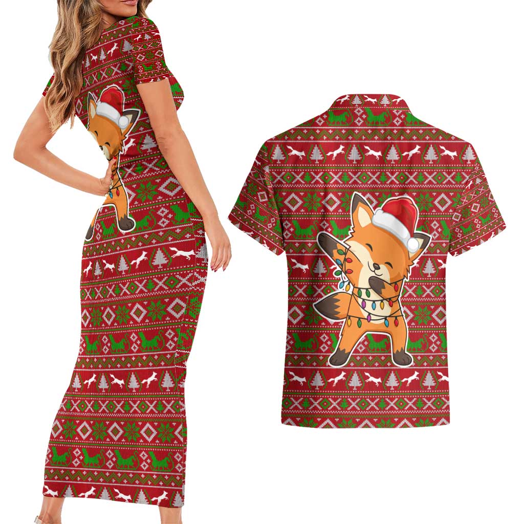 Oh For Fox Sake Christmas Couples Matching Short Sleeve Bodycon Dress and Hawaiian Shirt Xmas Holiday Patterns - Wonder Print Shop