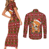 Oh For Fox Sake Christmas Couples Matching Short Sleeve Bodycon Dress and Long Sleeve Button Shirt Xmas Holiday Patterns - Wonder Print Shop