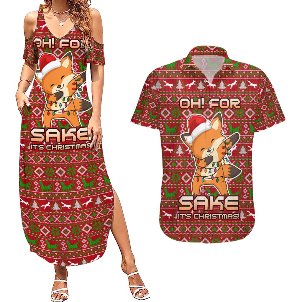 Oh For Fox Sake Christmas Couples Matching Summer Maxi Dress and Hawaiian Shirt Xmas Holiday Patterns - Wonder Print Shop