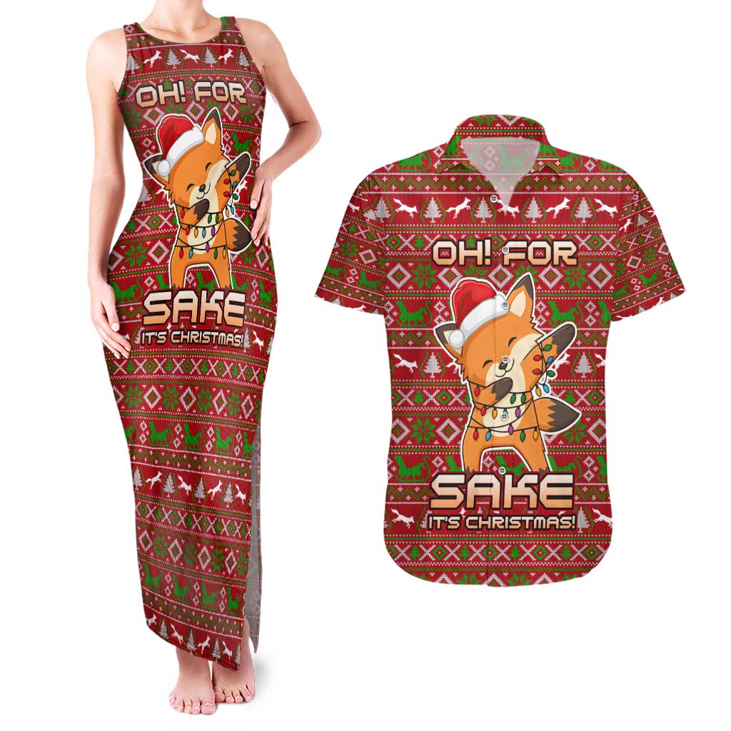 Oh For Fox Sake Christmas Couples Matching Tank Maxi Dress and Hawaiian Shirt Xmas Holiday Patterns - Wonder Print Shop