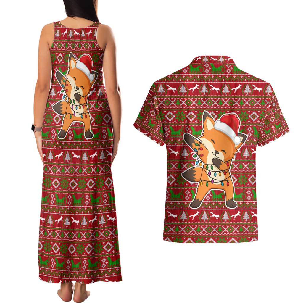 Oh For Fox Sake Christmas Couples Matching Tank Maxi Dress and Hawaiian Shirt Xmas Holiday Patterns - Wonder Print Shop