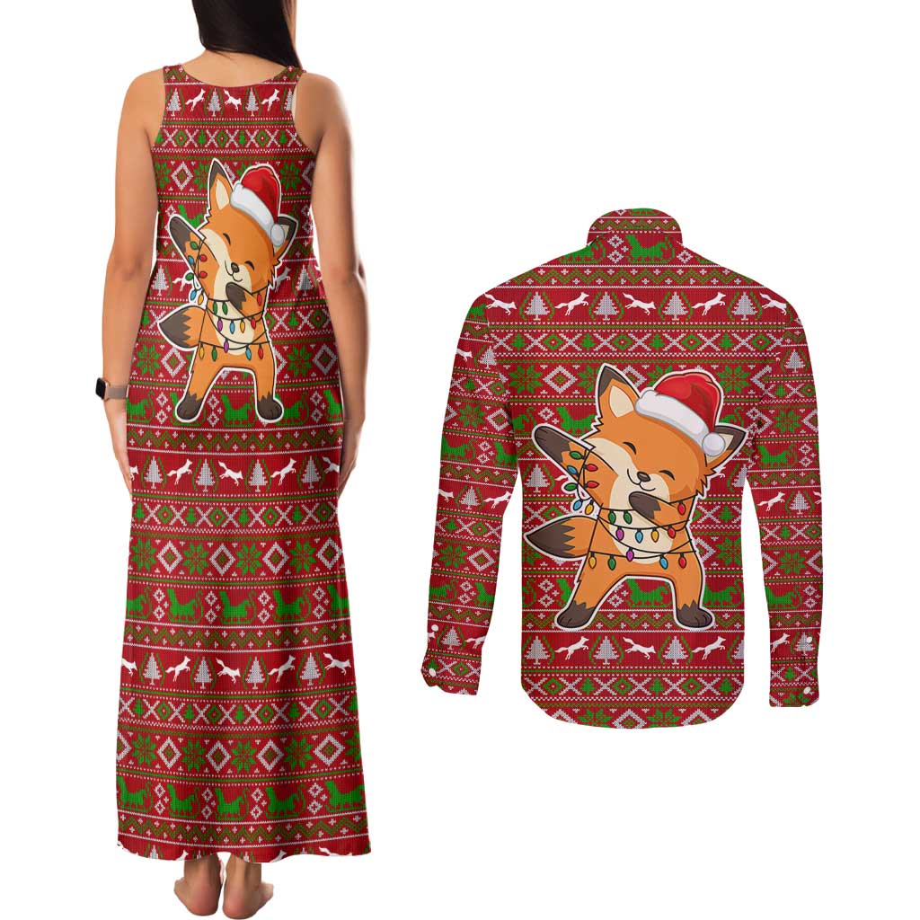 Oh For Fox Sake Christmas Couples Matching Tank Maxi Dress and Long Sleeve Button Shirt Xmas Holiday Patterns - Wonder Print Shop