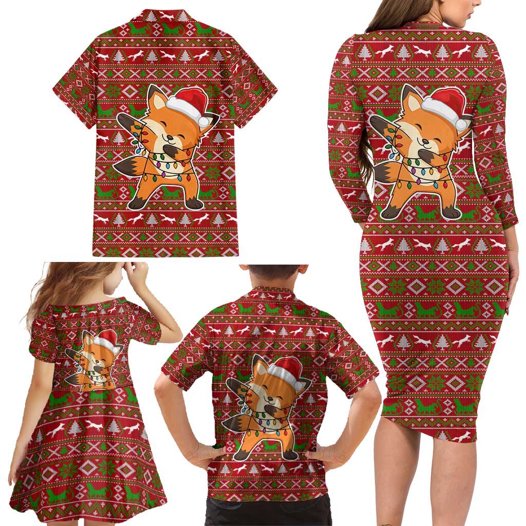 Oh For Fox Sake Christmas Family Matching Long Sleeve Bodycon Dress and Hawaiian Shirt Xmas Holiday Patterns - Wonder Print Shop