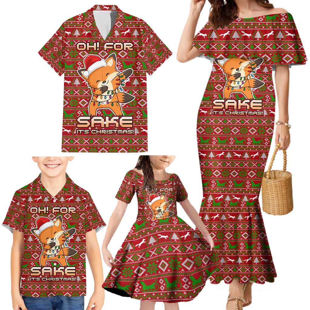 Oh For Fox Sake Christmas Family Matching Mermaid Dress and Hawaiian Shirt Xmas Holiday Patterns - Wonder Print Shop