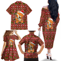 Oh For Fox Sake Christmas Family Matching Off The Shoulder Long Sleeve Dress and Hawaiian Shirt Xmas Holiday Patterns - Wonder Print Shop