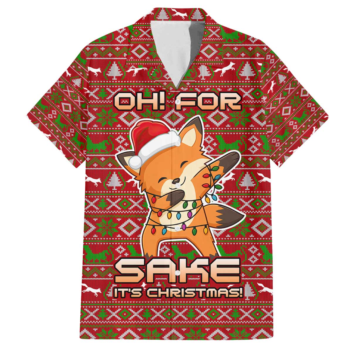 Oh For Fox Sake Christmas Family Matching Off The Shoulder Long Sleeve Dress and Hawaiian Shirt Xmas Holiday Patterns - Wonder Print Shop