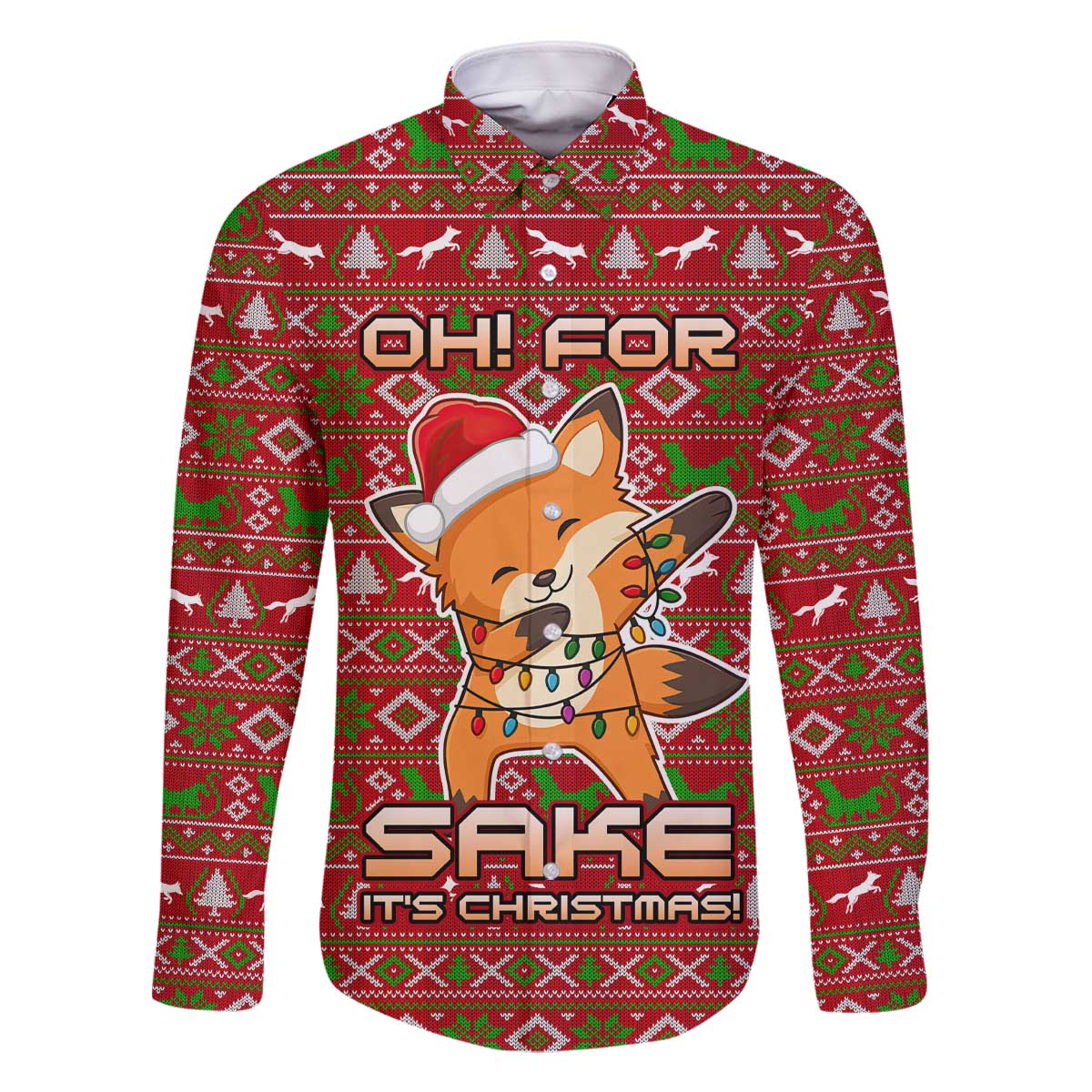 Oh For Fox Sake Christmas Family Matching Off The Shoulder Long Sleeve Dress and Hawaiian Shirt Xmas Holiday Patterns - Wonder Print Shop