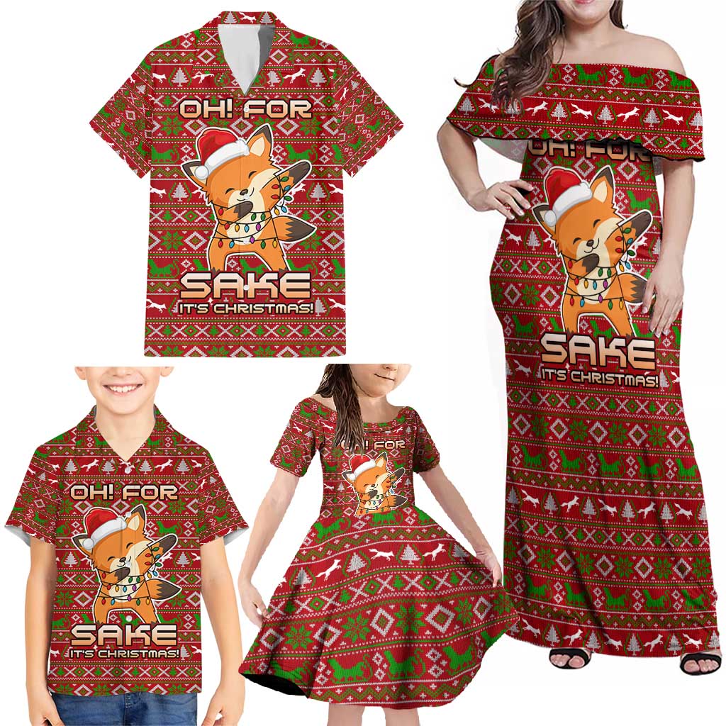 Oh For Fox Sake Christmas Family Matching Off Shoulder Maxi Dress and Hawaiian Shirt Xmas Holiday Patterns - Wonder Print Shop