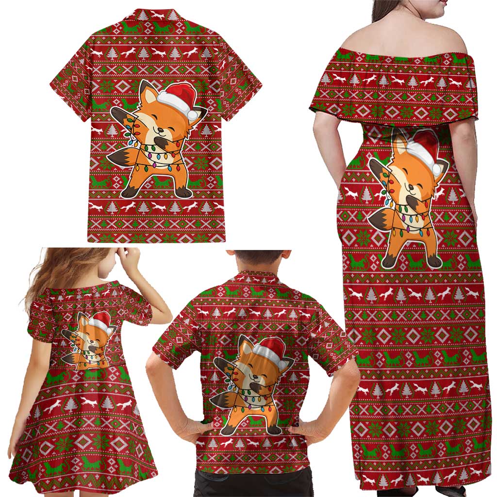 Oh For Fox Sake Christmas Family Matching Off Shoulder Maxi Dress and Hawaiian Shirt Xmas Holiday Patterns - Wonder Print Shop