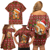 Oh For Fox Sake Christmas Family Matching Off Shoulder Short Dress and Hawaiian Shirt Xmas Holiday Patterns - Wonder Print Shop