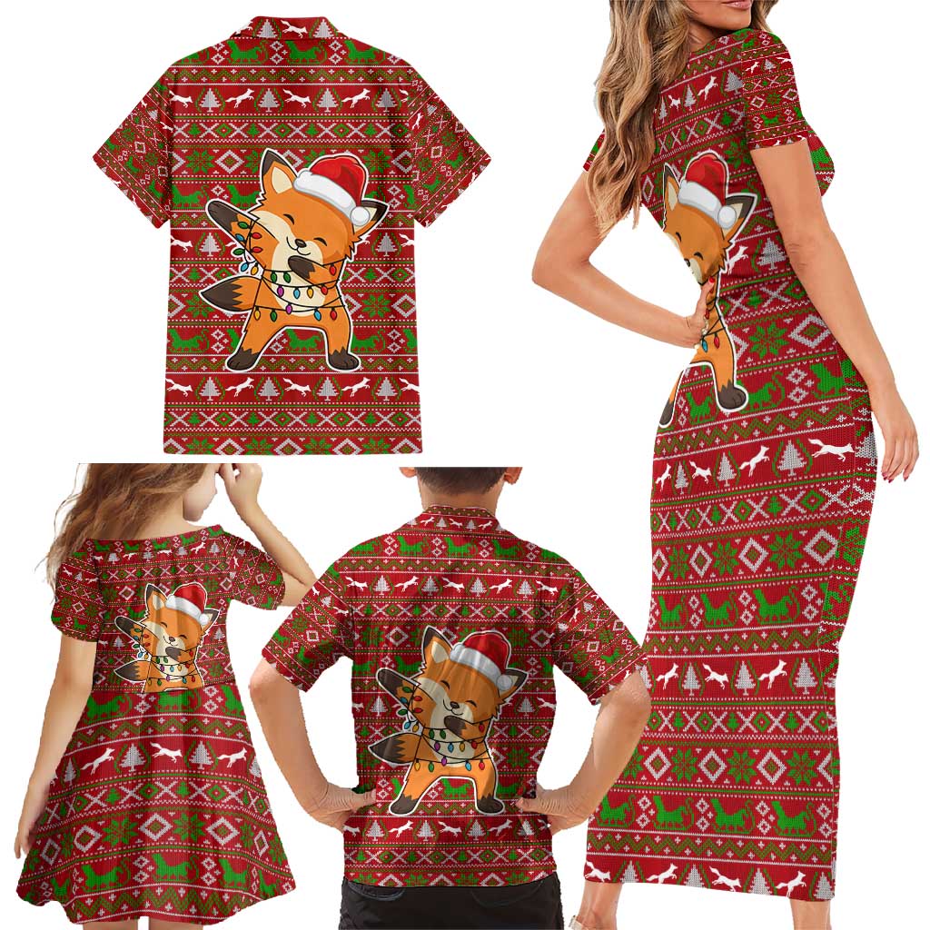 Oh For Fox Sake Christmas Family Matching Short Sleeve Bodycon Dress and Hawaiian Shirt Xmas Holiday Patterns - Wonder Print Shop