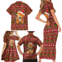 Oh For Fox Sake Christmas Family Matching Short Sleeve Bodycon Dress and Hawaiian Shirt Xmas Holiday Patterns - Wonder Print Shop