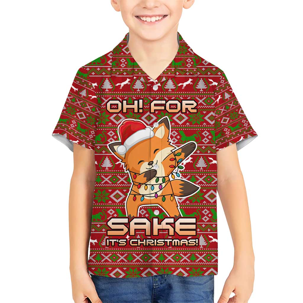 Oh For Fox Sake Christmas Family Matching Short Sleeve Bodycon Dress and Hawaiian Shirt Xmas Holiday Patterns - Wonder Print Shop